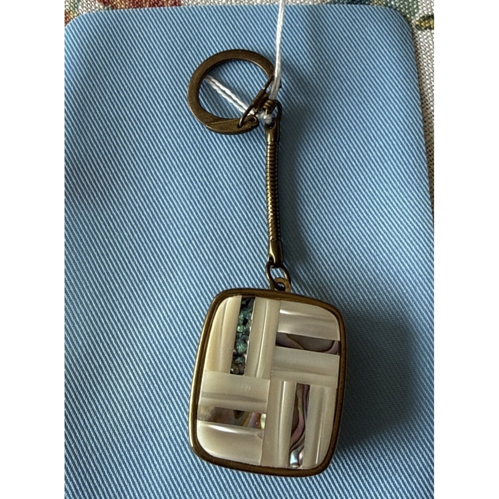 Vintage Sankyo Mother Of Pearl Music Box Keychain  Japan  Wind Up Working